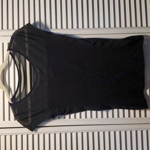 Women's Express Black Mesh Sheer Panels T-shirt, Small